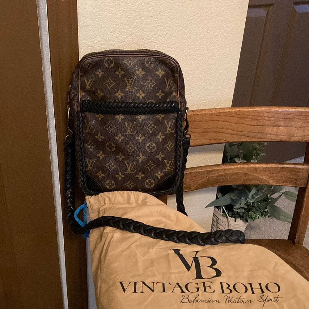 Vintage Boho Louis Vuitton Bag w/Hand Braided Crossbody Strap & Dust Bag